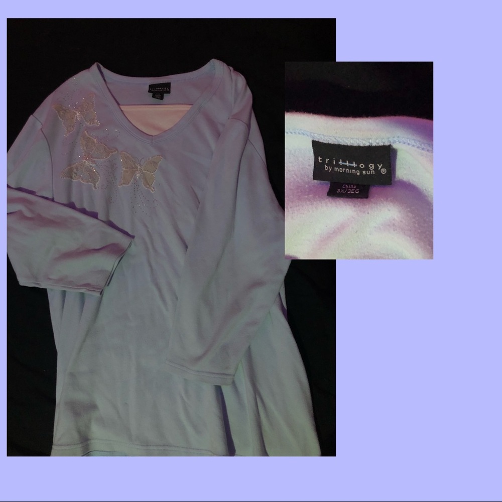 baby blue butterfly tee